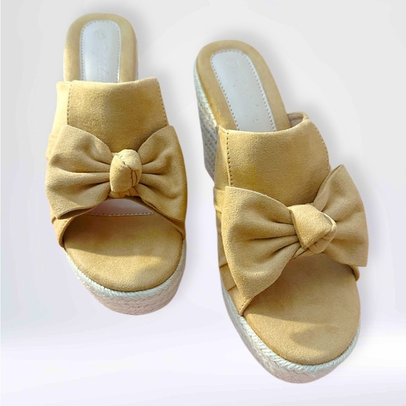 NEW PiePieBuy Women’s Wedge Espadrille Slip-On Suede Sandals Tan Size 8.5 - Picture 9 of 10